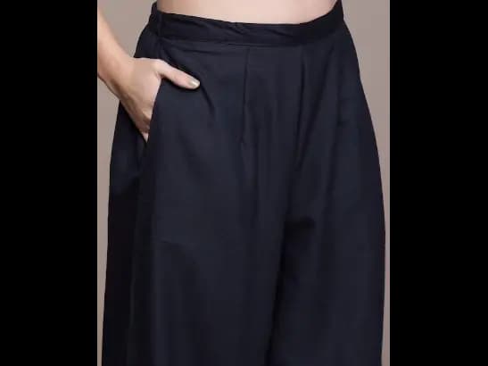 Navy Blue Regular Kurta with Palazzos & With Dupatta (5)