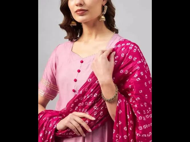 Raw Silk Anarkali Kurta Set with Dupatta (6)