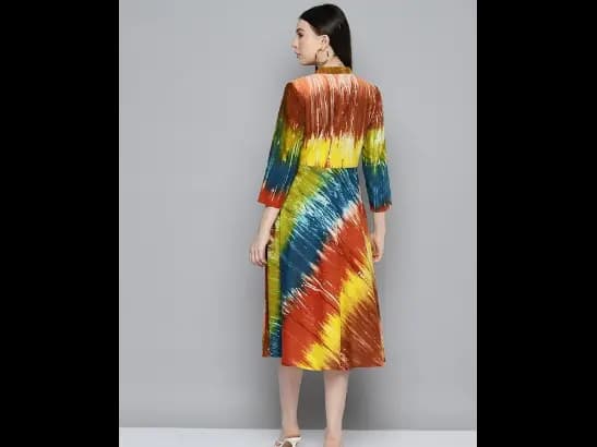 Abstract Printed Fit & Flare Midi Dress (3)