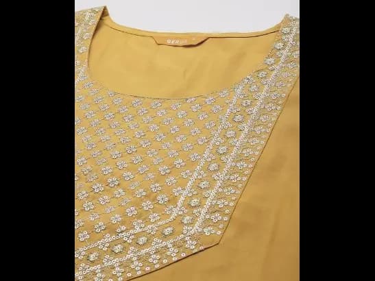 Floral Yoke Design Regular Sequinned Kurta with Trousers With Dupatta (2)