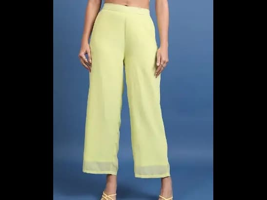 Lime Green Printed Crop Top & Jacket With Palazzos (5)