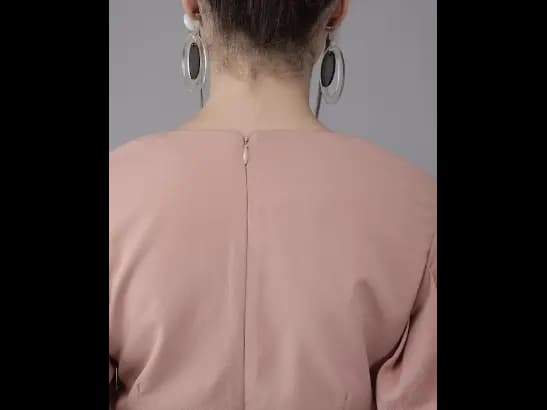 Pink solid woven A-line dress (3)