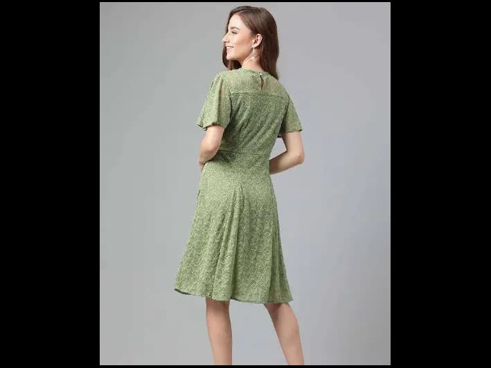 Solid Round Neck Nylon Women's Dress (2)