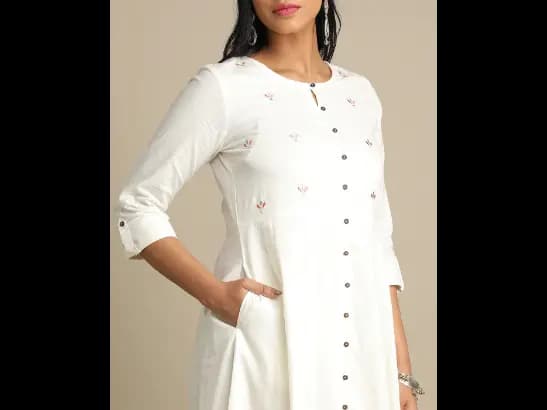 Embroidered Fit & Flare Dress with Insert Pocket (3)