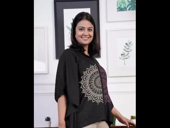 Ethnic Printed Kimono Sleeves Kaftan Top (2)