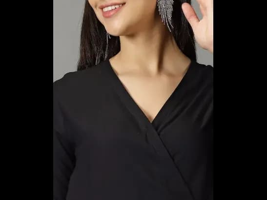 Women Navy Blue Pleated Kurta with Skirt & With Dupatta (2)