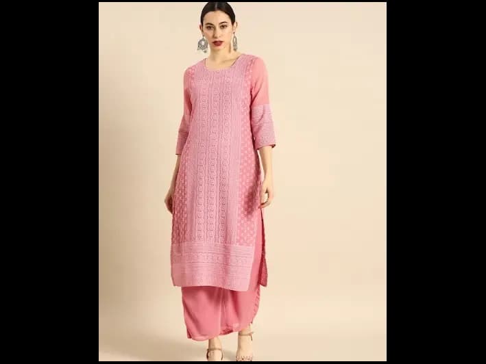 Chikankari Embroidered Kurta with Palazzos