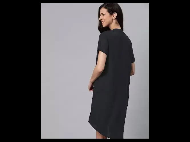 Black solid Shift dress (3)