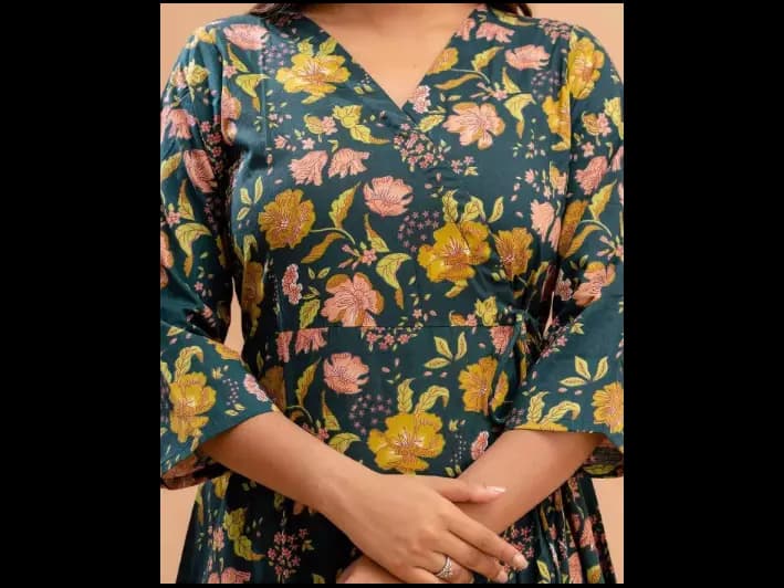 Floral Print Angrakha Kurti (2)