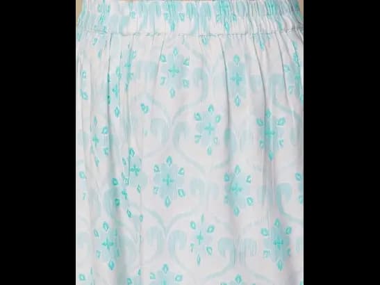 Sea Green Ethnic Motif Woven Design High Slit Straight Linen Kurta with Palazzos (4)