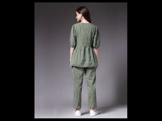 Textured A-Line Dress - Green (3)