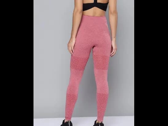 Mauve Solid Rapid Dry Seamless Yoga Tights (2)