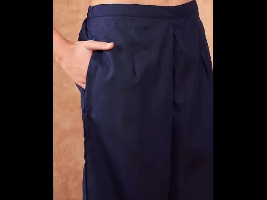 Navy Blue embroidered Kurta with Palazzos with dupatta (3)