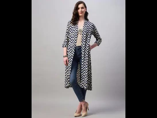 Chevrons Print Front-Open Shrug