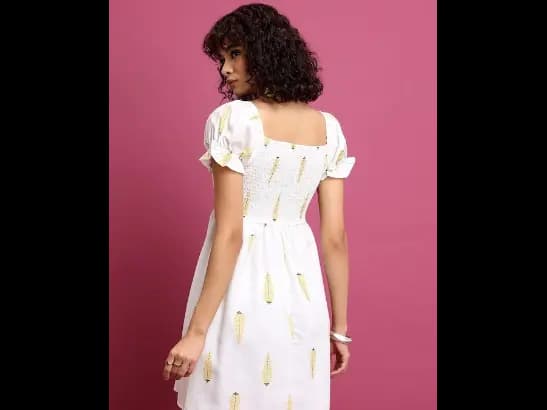 Print Flutter Sleeve Fit & Flare Mini Dress (2)
