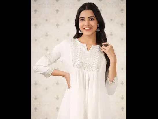 Floral Embroidered Sequinned A Line Top