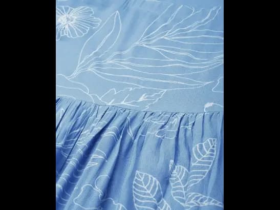 Blue & White Floral Square neck Fit N Flare Dress (3)