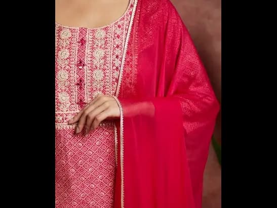Bandhani Printed Regular Mirror Work Kurta With Palazzos & Dupatta (3)
