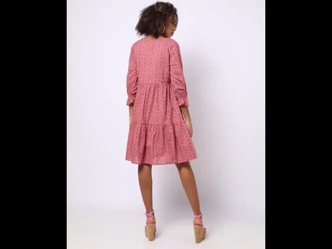 Schiffli Embroidered Fit & Flare Dress with Camisole (4)