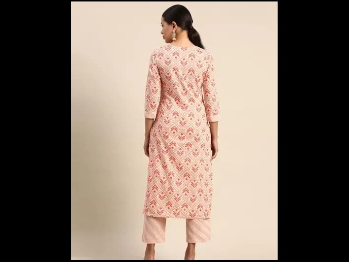 Ethnic Motifs Printed Pure Cotton Kurta with Trousers (4)