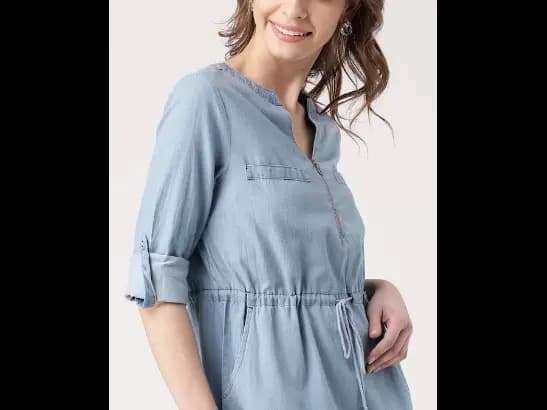 Blue Chambray A-Line Dress (2)