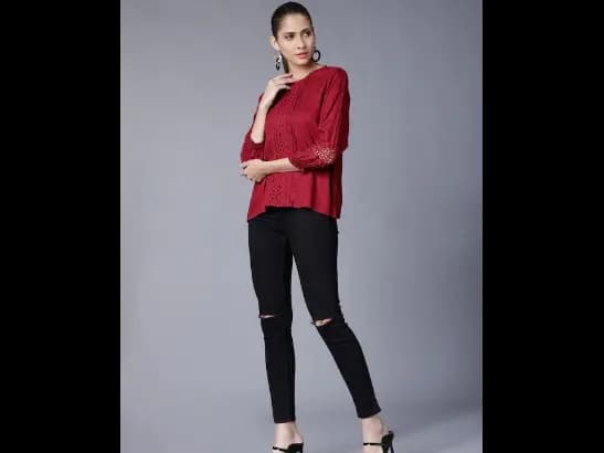 Women Maroon Solid Top (3)