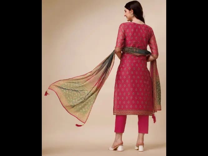 Embellished Straight Kurta with Pants & Dupatta Set (2)