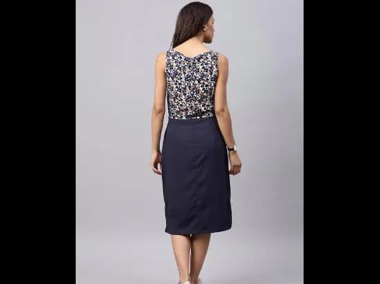 Navy Floral Printed Sheath Dress (3)