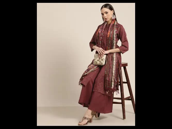 Graphic Print Straight Kurta Set (3)