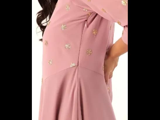 Floral Embroidered Sequined Georgette A-Line Maxi Ethnic Dress (2)