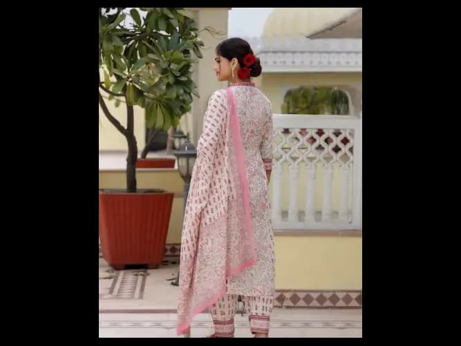 Floral Yoke Design Pure Cotton A-Line Kurta with Patiala & Dupatta (5)