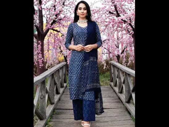Ethnic Motifs Printed V-Neck Straight Kurta & Palazzo With Dupatta