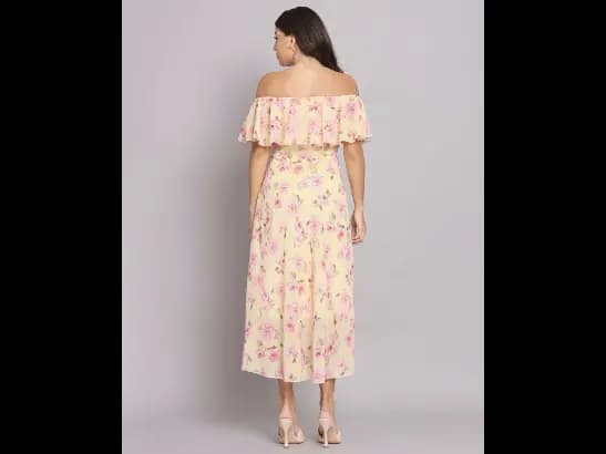 Floral Print Off-Shoulder A-Line Dress (5)