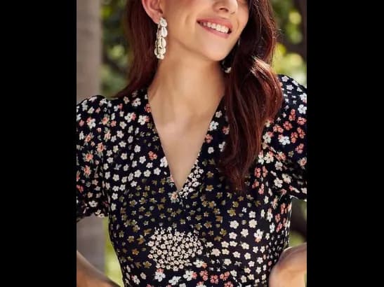 Black & White Crepe Wrap Dress (5)