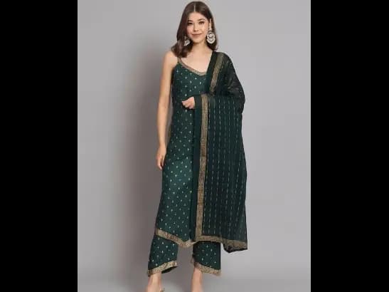 Ethnic Motifs Printed Straight Kurta with Palazzos & Dupatta