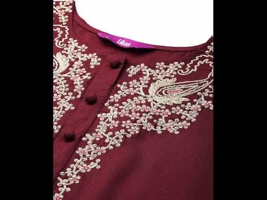 Women Floral Yoke Embroidered Pashmina Tunic with Trousers (3)