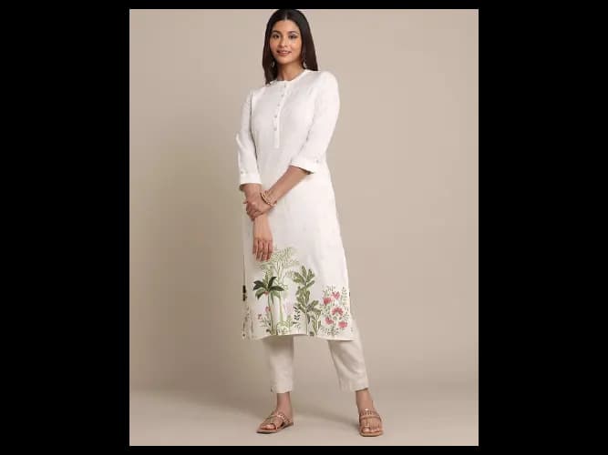 Leaf Print Straight Kurta