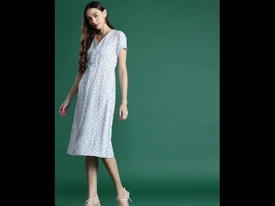Floral Print A-Line Midi Dress