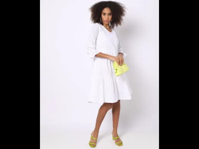 Schiffli Embroidered Fit & Flare Dress with Camisole (4)