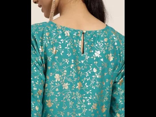 Teal Ethnic Motifs Ethnic Motifs Dress (3)