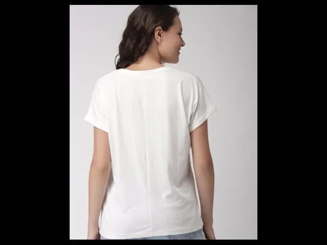 Women Off-White Printed Round Neck T-shirt (4)