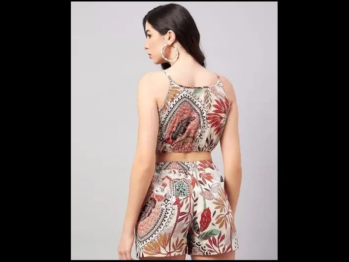 Ethnic Motifs Printed Pure Cotton Top With Shorts & Jacket (4)