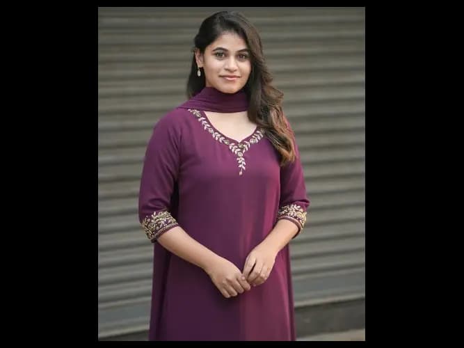 Embroidered Purple Colored Kurta (Kurti+Dupatta)