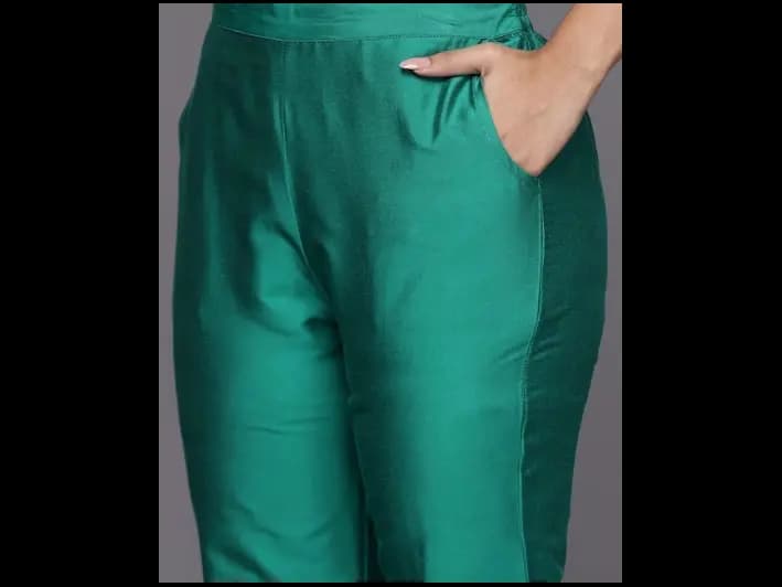 Solid Regular Sequinned Kurta with Trousers With Dupatta (3)
