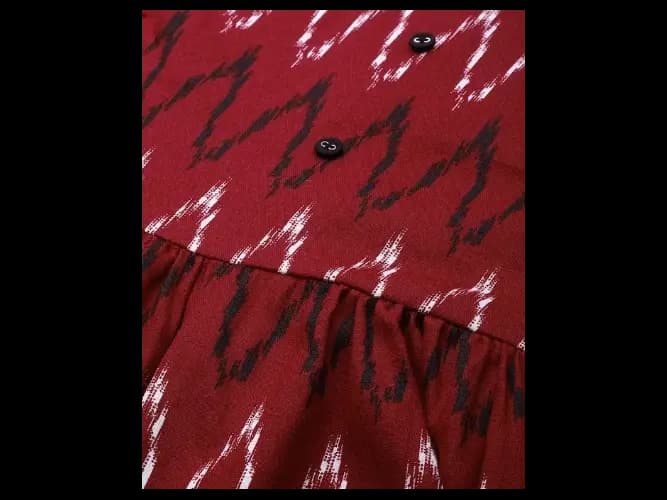 Maroon & Black Chevron Printed A-Line Dress (5)
