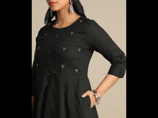 Embroidered Fit & Flare Dress with Insert Pocket (2)