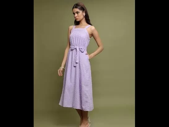 Ethnic Motifs Embroidered A-Line Midi Dress