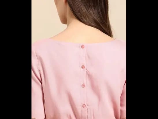 Women Pink Solid A-Line Dress (3)