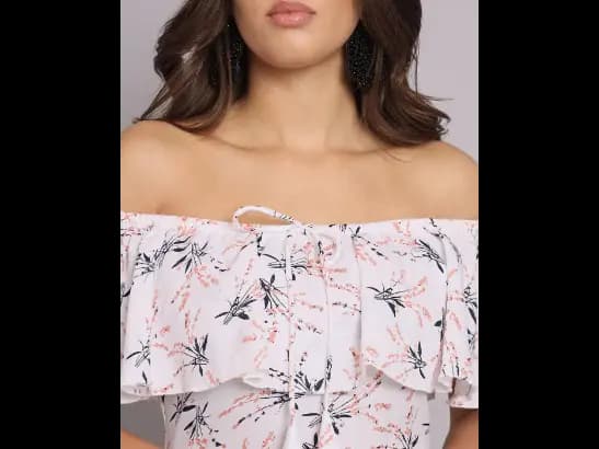Floral Print Off-Shoulder A-Line Dress (2)