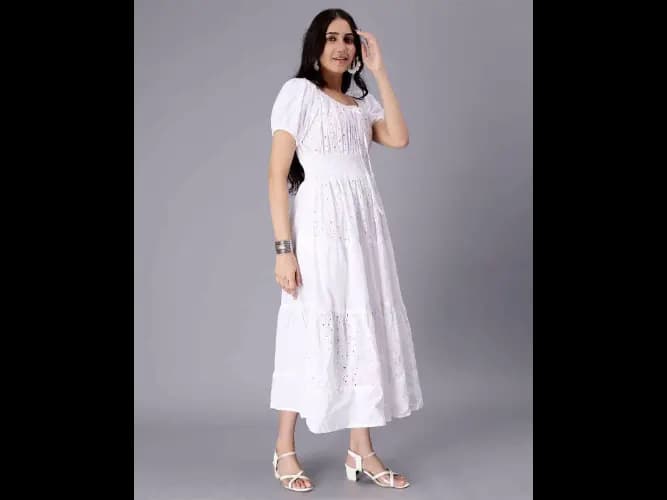 Schiffili Embroidered Tiered Dress